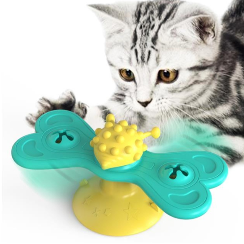 고양이 풍차 장난감 재미 마사지 회전 가능한 고양이 장난감 Catnip 공 치아 청소 애완 동물 제품